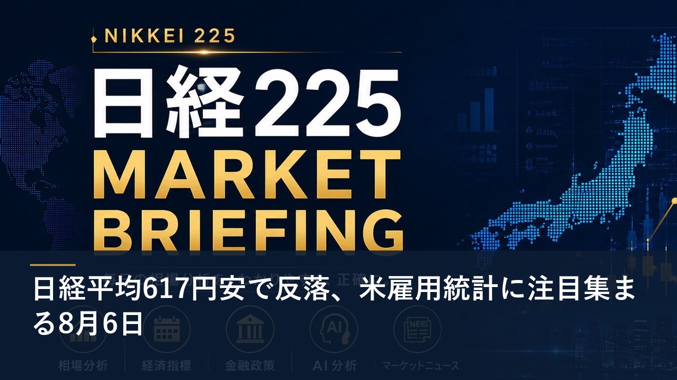 日経平均617円安で反落、米雇用統計に注目集まる8月6日