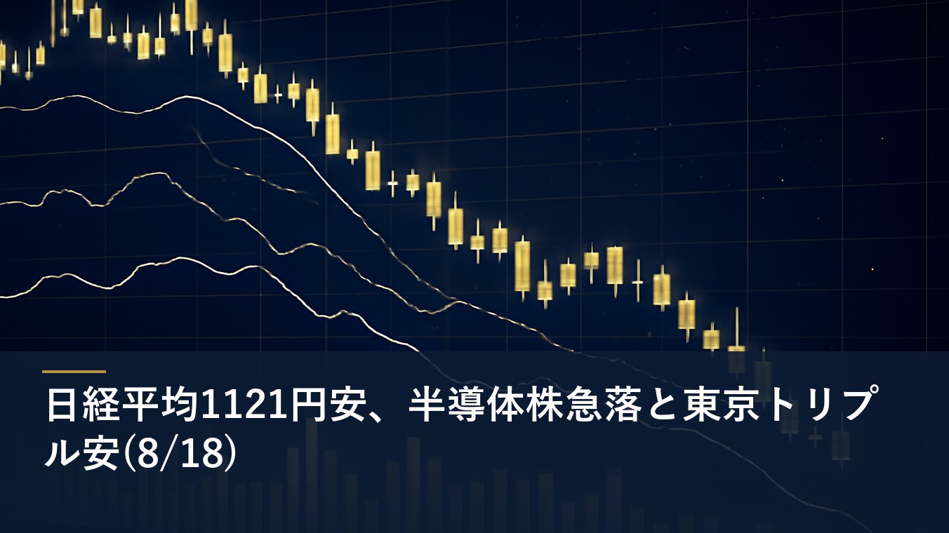 日経平均1121円安、半導体株急落と東京トリプル安(8/18)