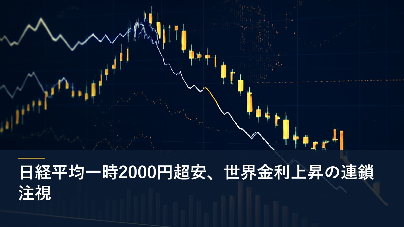 日経平均一時2000円超安、世界金利上昇の連鎖注視