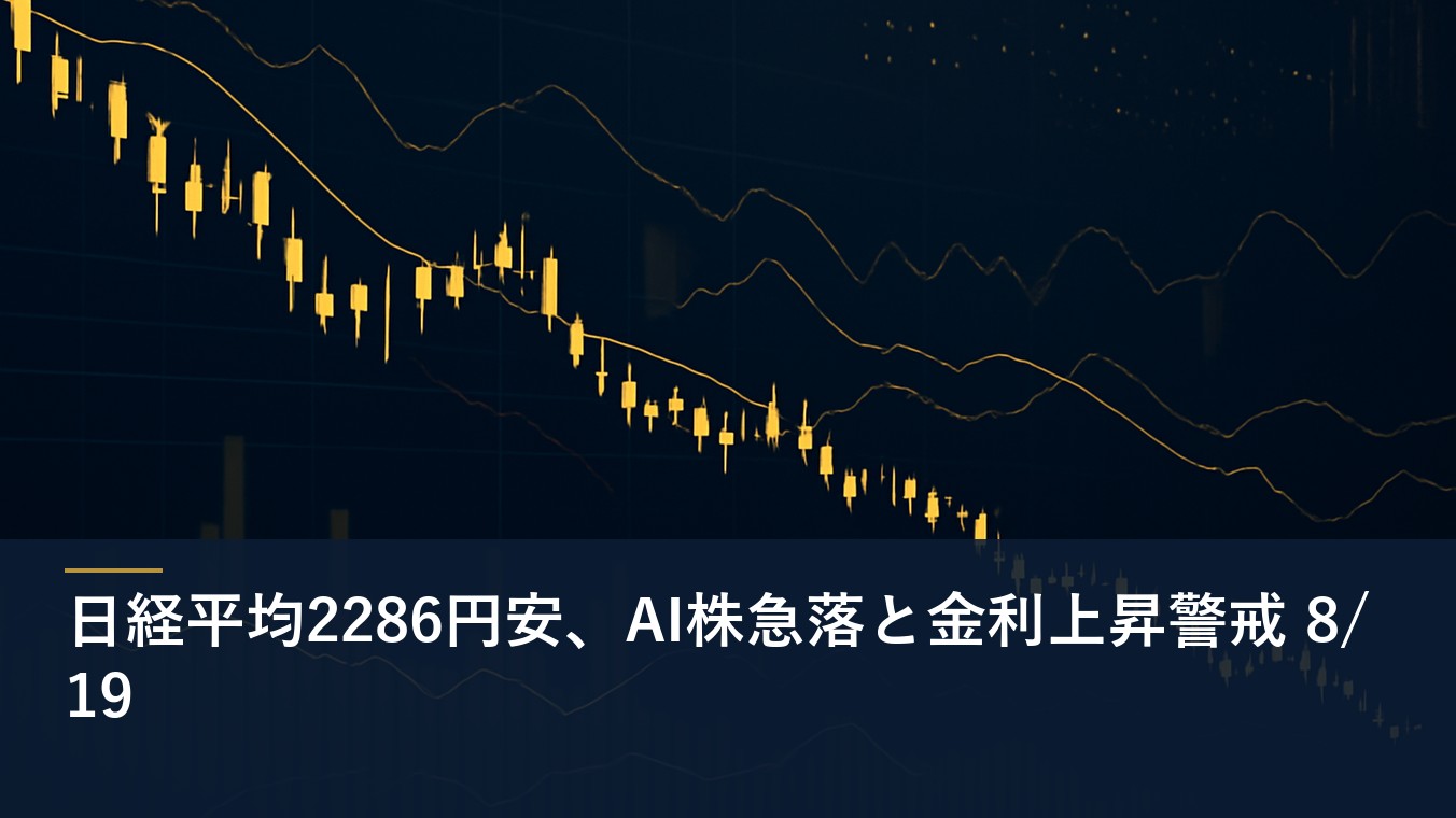 日経平均2286円安、AI株急落と金利上昇警戒 8/19