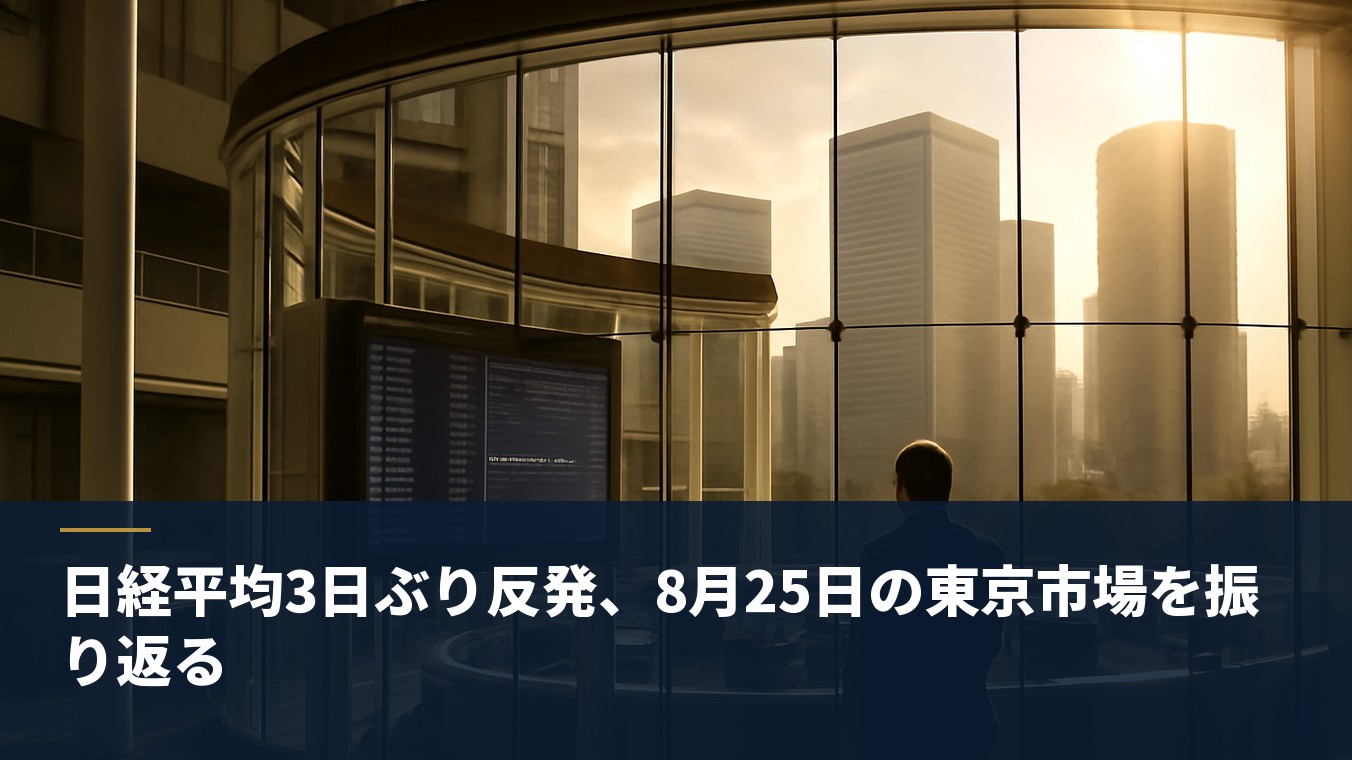 日経平均3日ぶり反発、8月25日の東京市場を振り返る