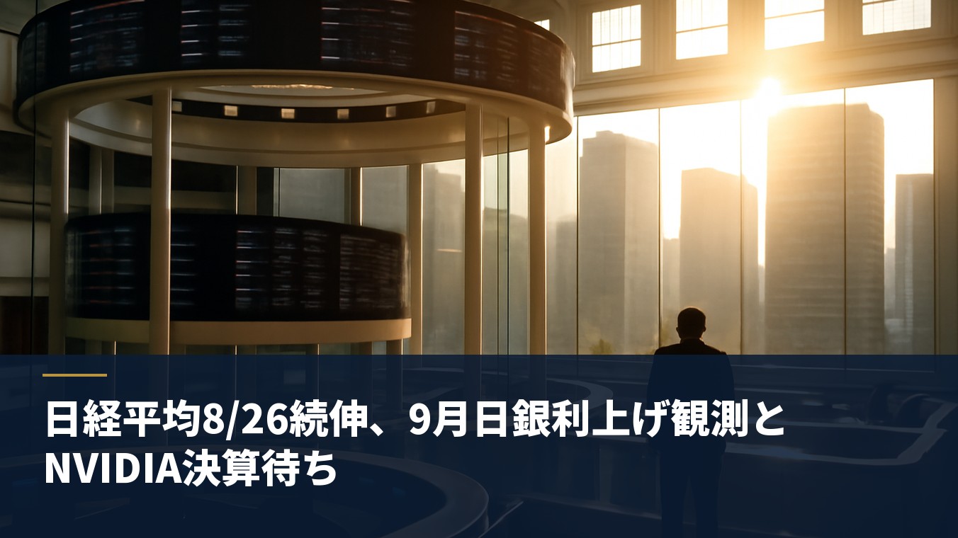 日経平均8/26続伸、9月日銀利上げ観測とNVIDIA決算待ち