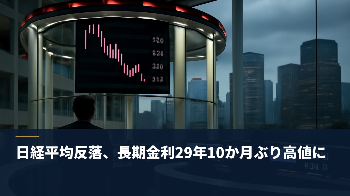 日経平均反落、長期金利29年10か月ぶり高値に