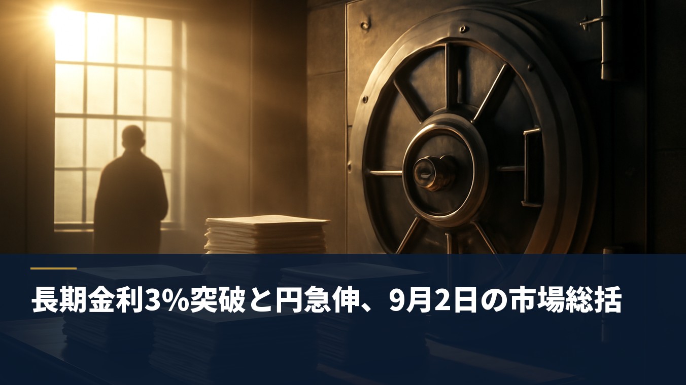 長期金利3%突破と円急伸、9月2日の市場総括