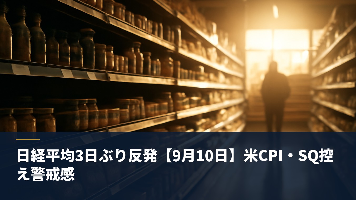日経平均3日ぶり反発【9月10日】米CPI・SQ控え警戒感