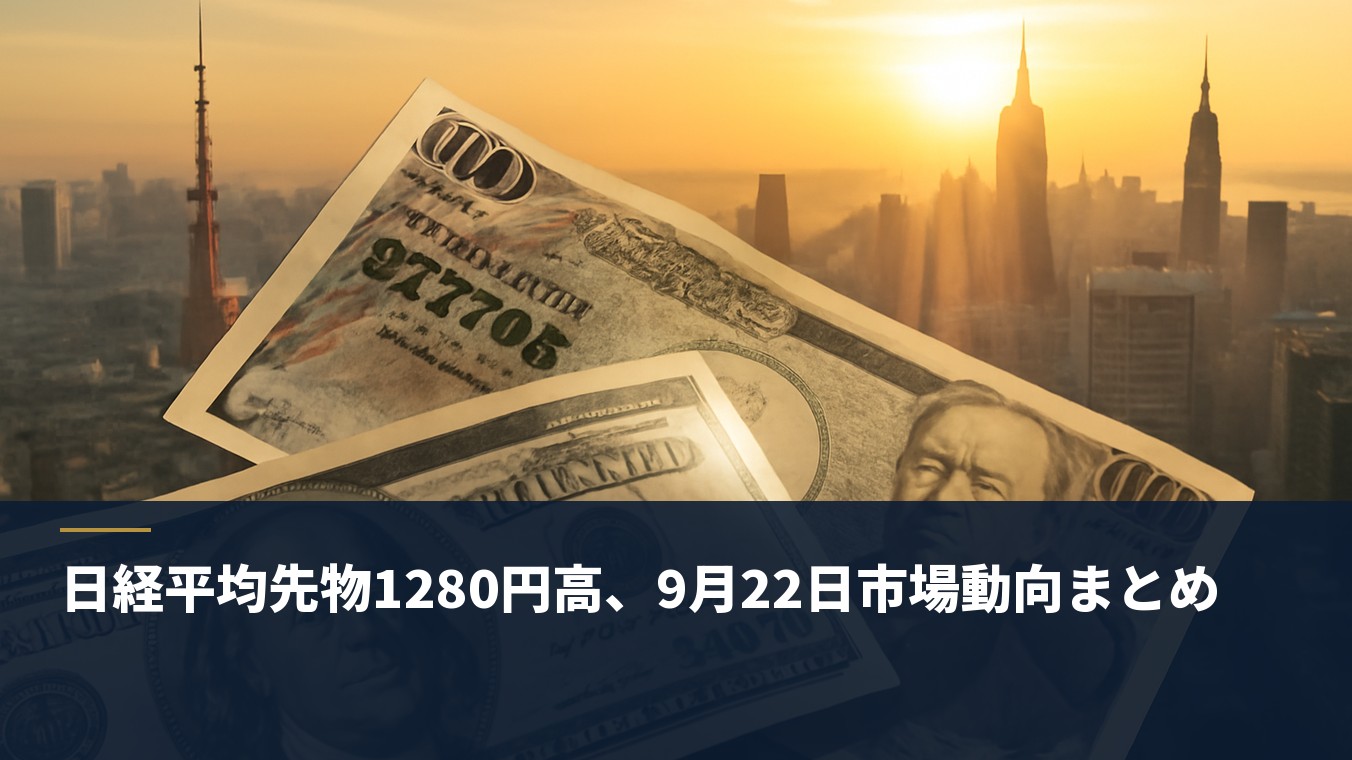 日経平均先物1280円高、9月22日市場動向まとめ